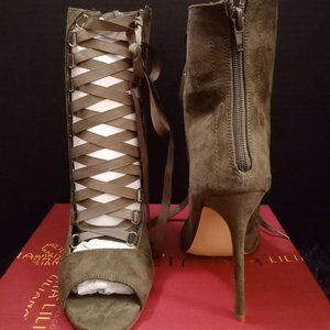 Olive Lace Up Booties